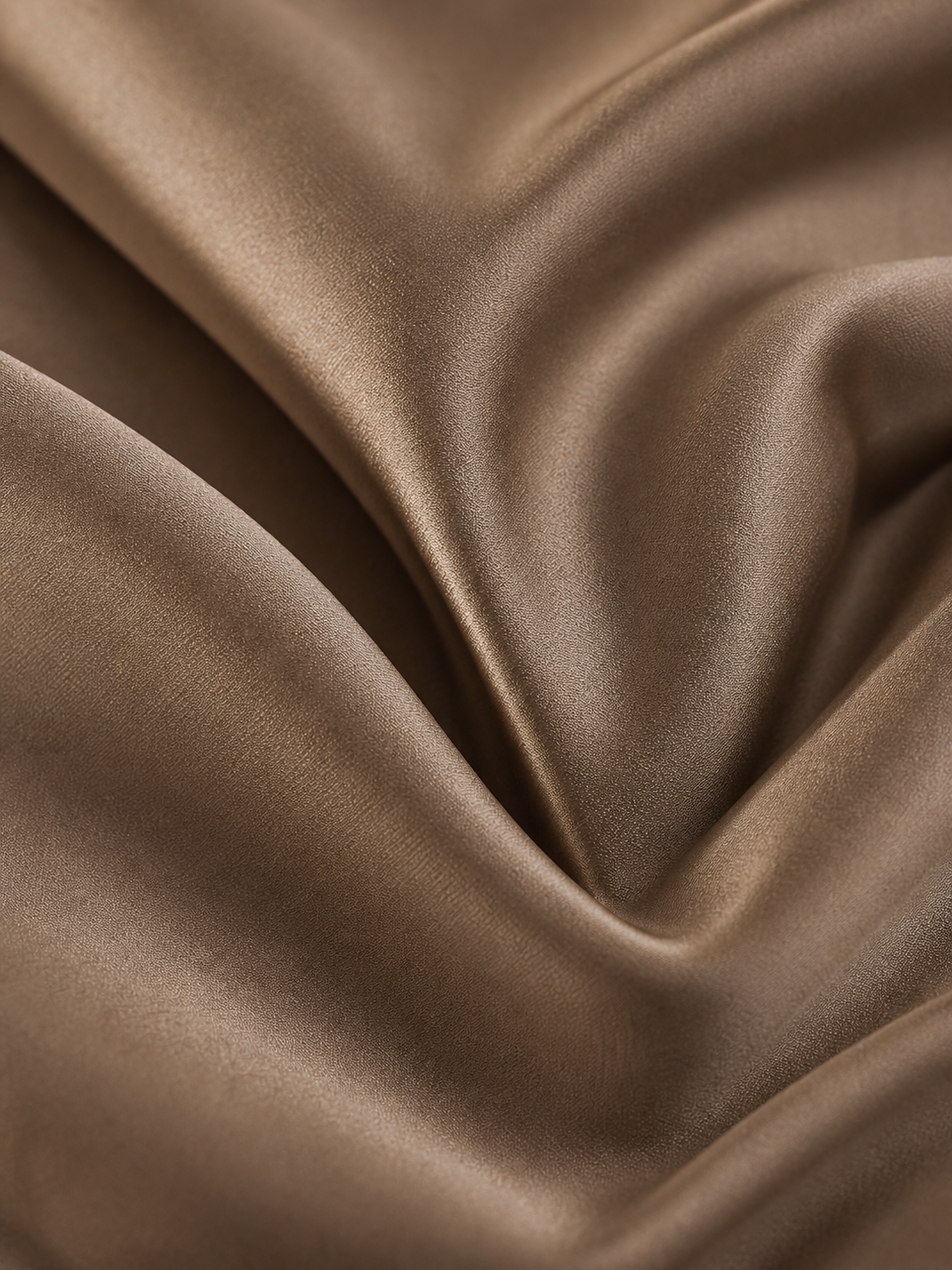 Mocha Satin Bias-Cut Midi Skirt