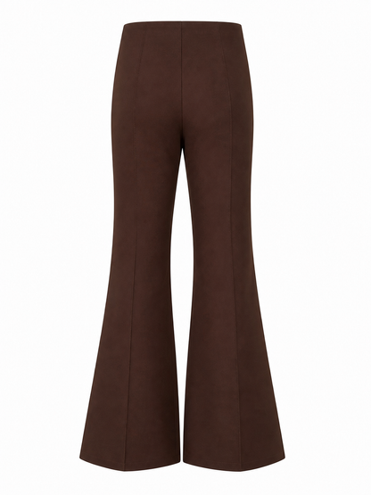 Dark Brown High Waist Bell Bottom Flare Pants for Women | Korean Fashion India