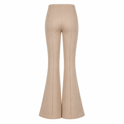 Beige High-Waist Flare Pants
