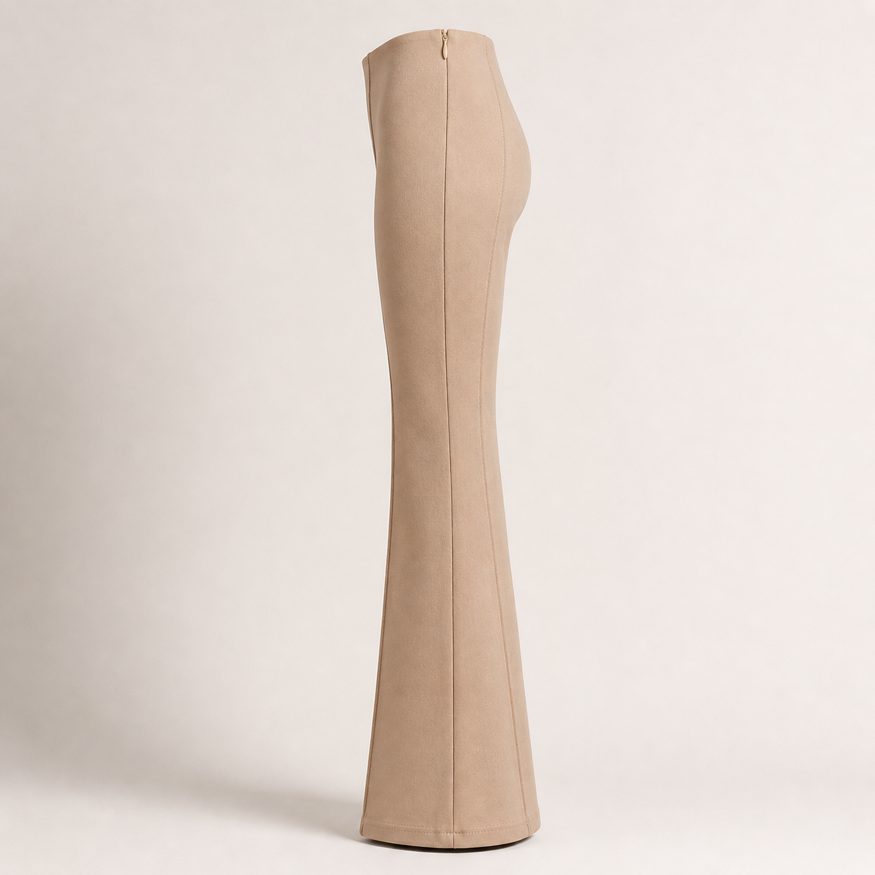 Beige High-Waist Flare Pants