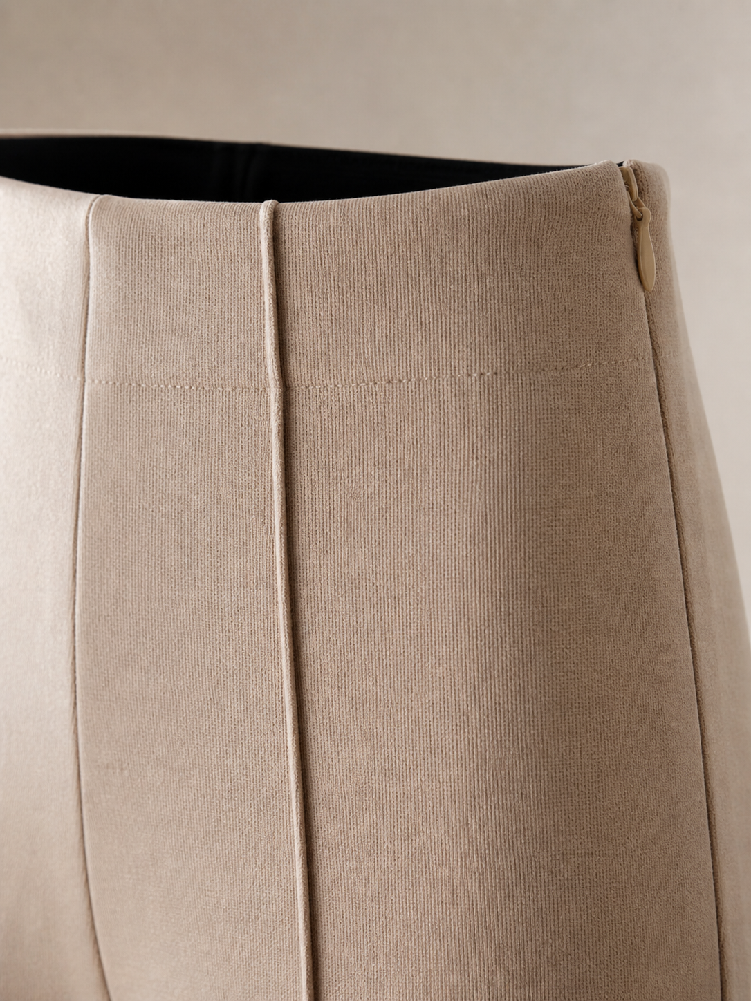 Beige High-Waist Flare Pants