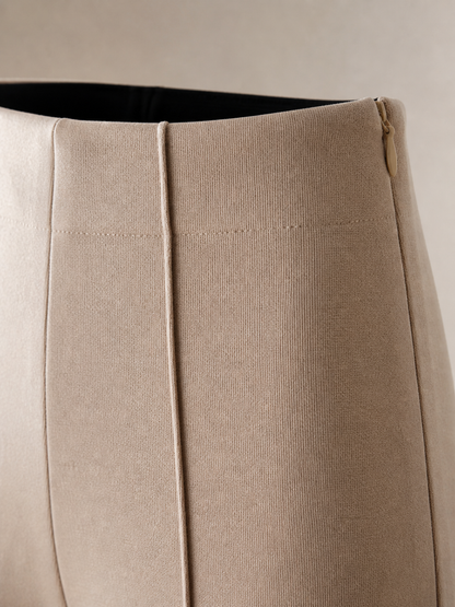 Beige High-Waist Flare Pants